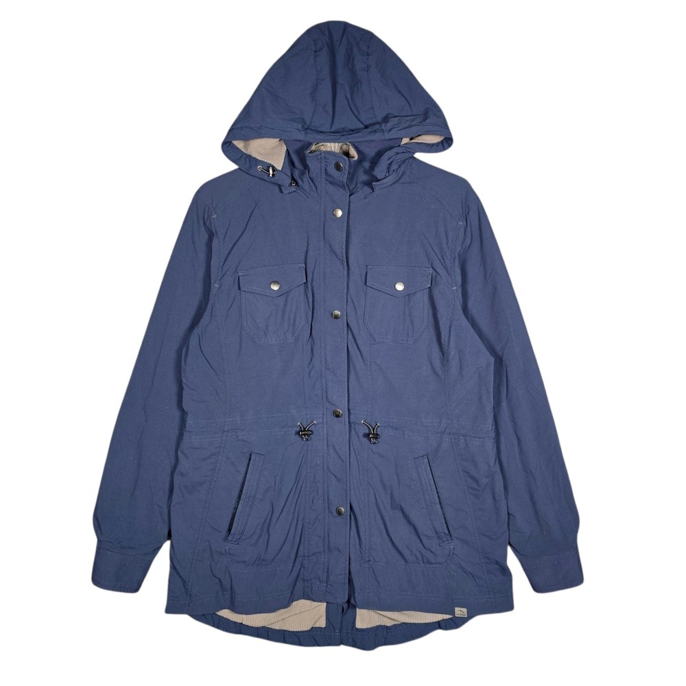 LL Bean Boundless Softshell Jacket Womens Large Blue Fleece Lined Hooded Cinch - Picture 1 of 5